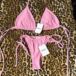 Limited Edition Barbie / Forever 21 Terry Cloth String Tie Bikini  Top Size L